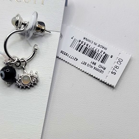 NWT KENDRA SCOTT GEMMA NECKLACE AND EARRINGS SET BLACK WHITE SILVER - Picture 5 of 8